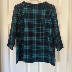 Talbots Navy and Green Plaid Top L